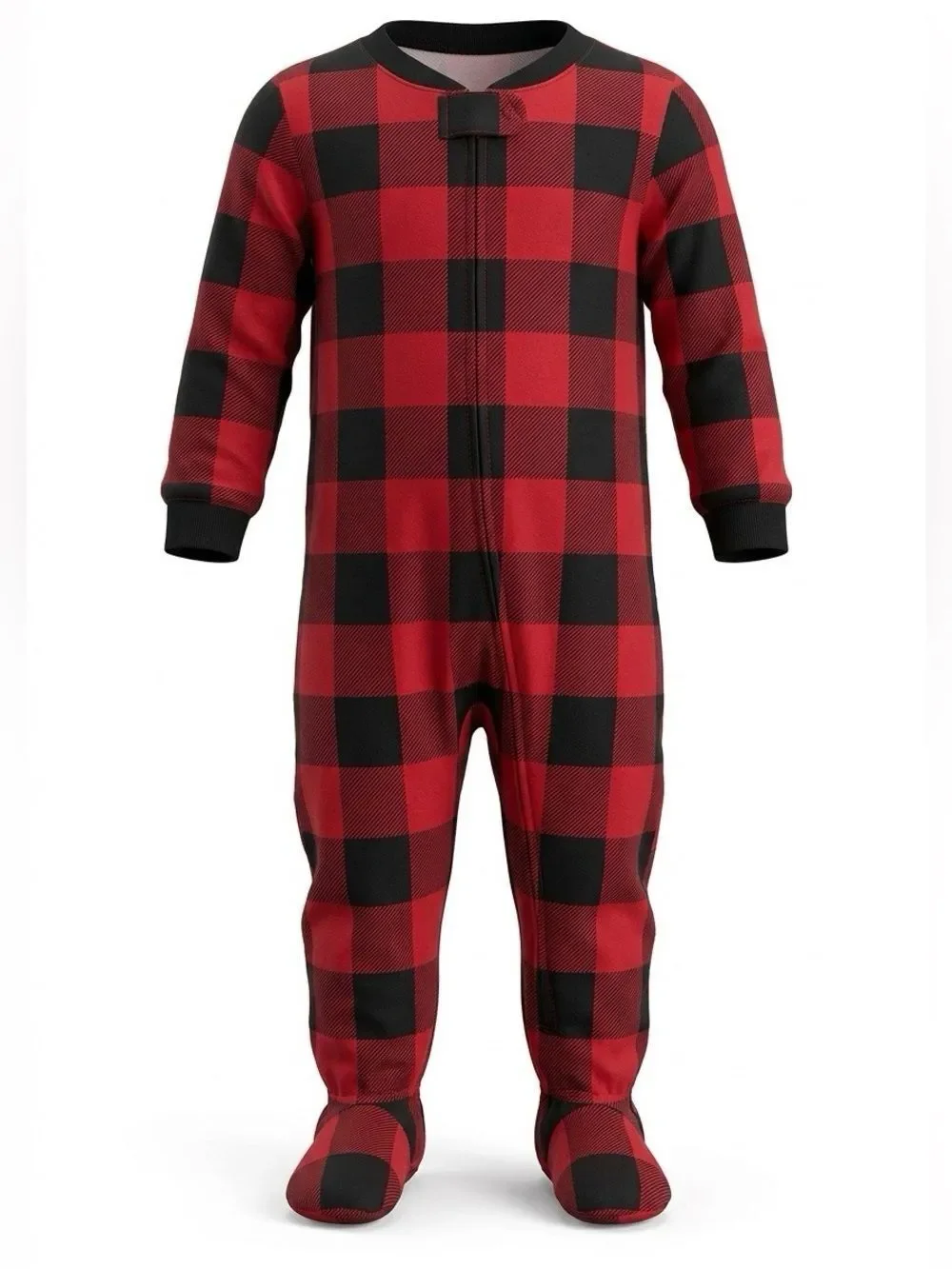 Red and Black Buffalo Plaid Kids One Piece PJs 24m NWT - Picture 7 of 7